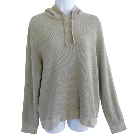 Everlane Organic Cotton Thermal Hoodie Sweatshirt Drawstring Ecru Oatmeal M - Picture 1 of 6